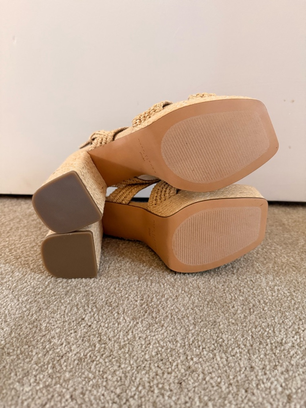 Marc Fisher Woven Platform Sandals in Natural Tan - Picture 9 of 9